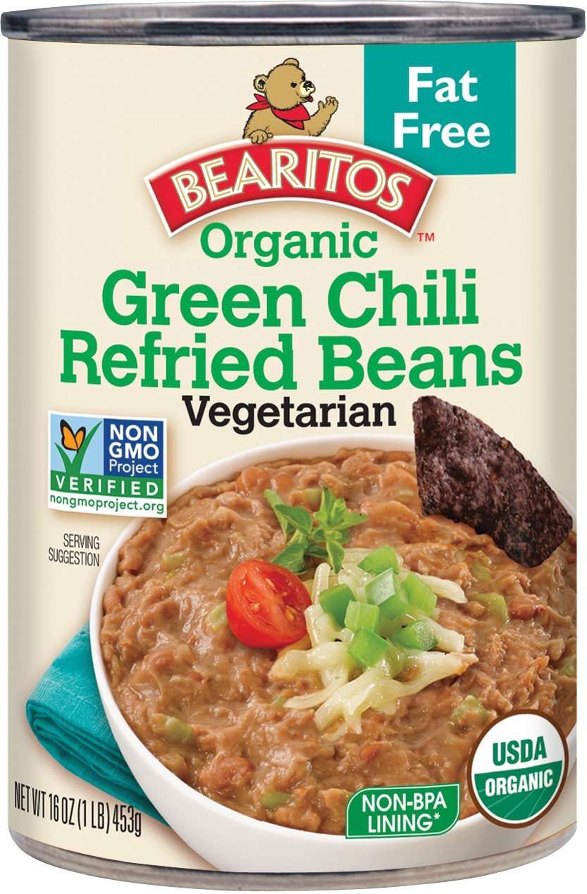 Bearitos Fat Free Green Chili Refried Beans, 16 Ounce ...