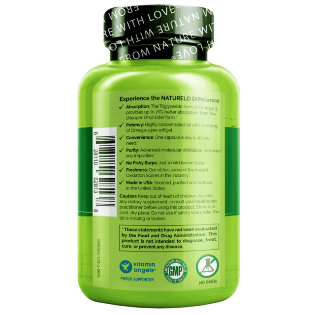 Naturelo Fish Oil Premium Supplement 1100mg Triglyceride Omega