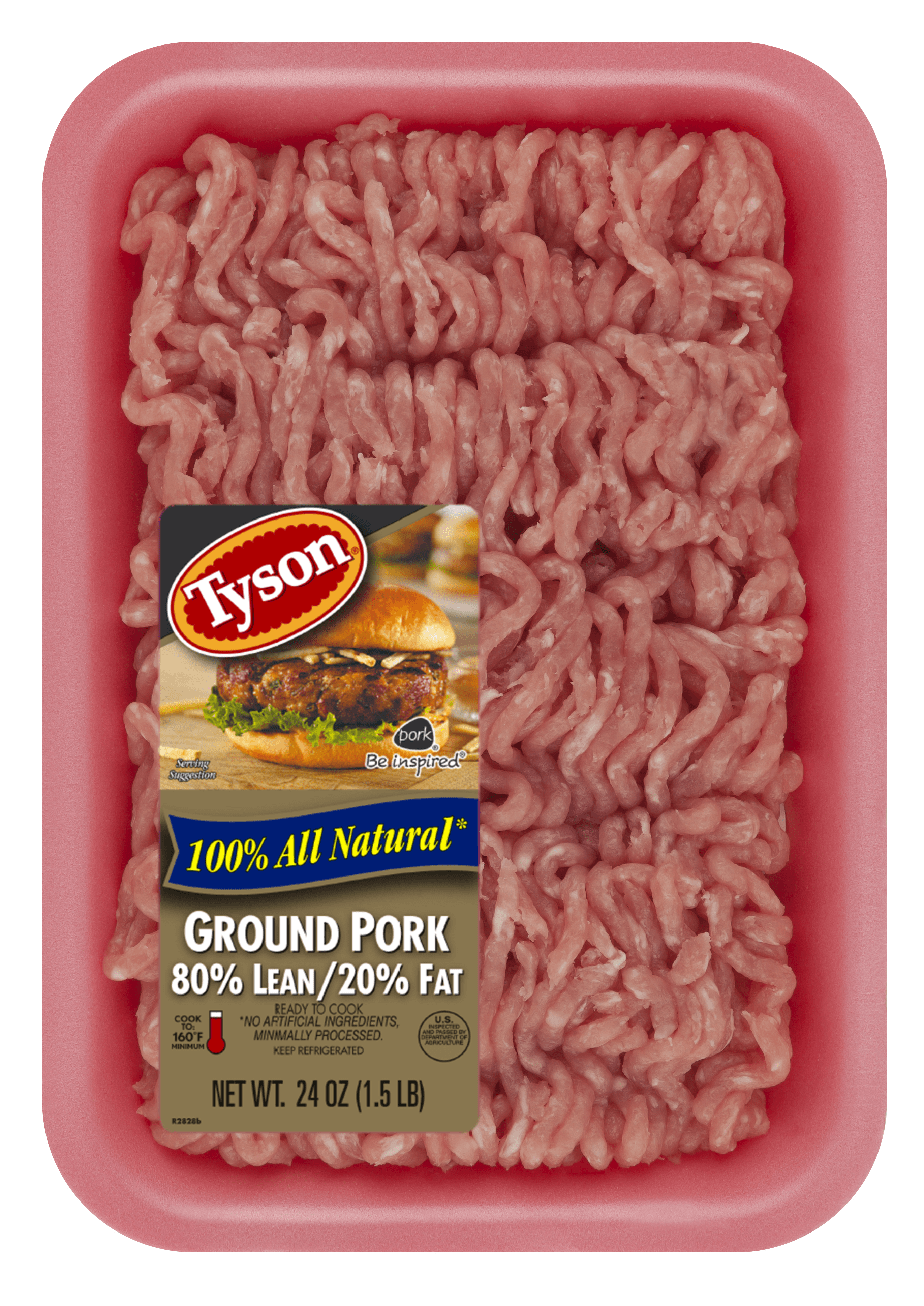 Tyson® All Natural* 80% Lean/20% Fat Ground Pork, 1.5 lb